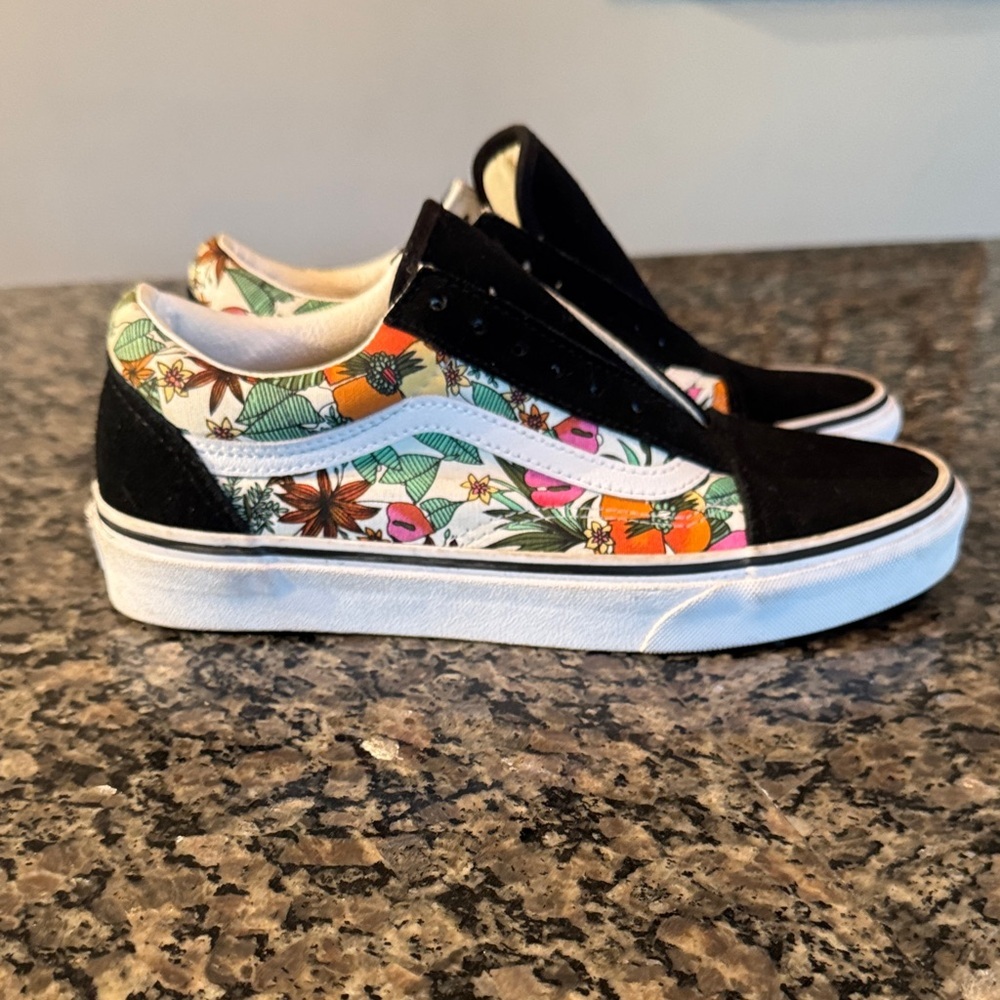 Vans multi tropic Black and Floral Canvas Sneakers EUC 8.5 - Picture 10 of 15